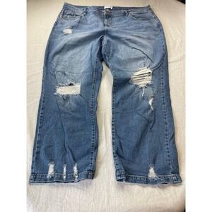 Lane Bryant Womens Jeans Size 24 Blue Medium Wash Denim Distressed Straight